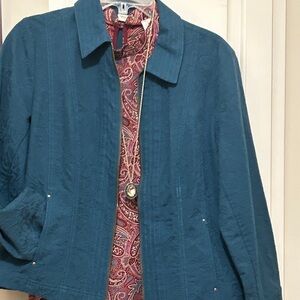 Lake Teal Green Jacket Blazer Coat Dark Teal Full Zip Up + Pockets Size Large